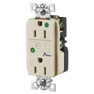 HUBBELL WIRING DEVICE-KELLEMS HBL8262ALSA Surge Suppression Receptacle, Duplex, 15A, 125V, Almond | BD2KDA