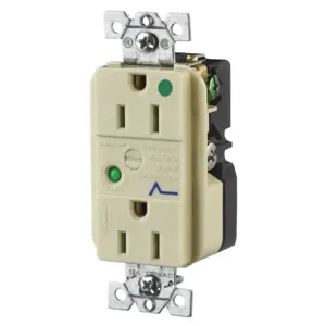 HUBBELL WIRING DEVICE-KELLEMS HBL8262ISA Surge Suppression Receptacle, Duplex, 15A, 125V, Ivory | AD7APA 4D037