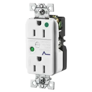 HUBBELL WIRING DEVICE-KELLEMS HBL8262WSA Surge Suppression Receptacle, Duplex, 15A, 125V, White | BD2FJR