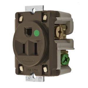 HUBBELL WIRING DEVICE-KELLEMS HBL8284 Receptacle, Single, 2-Pole, 3-Wire Grounding, 15A, 125V, Panel Mounted, Brown | CE6RCG