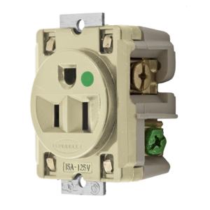 HUBBELL WIRING DEVICE-KELLEMS HBL8284I Receptacle, Single, 2-Pole, 3-Wire Grounding, 15A, 125V, Panel Mounted, Ivory | CE6RCH