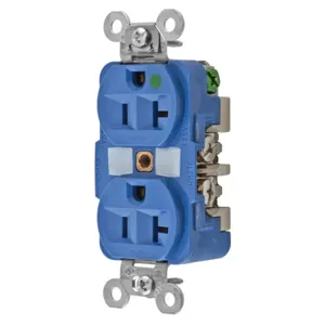 HUBBELL WIRING DEVICE-KELLEMS HBL8300BL Receptacle, Duplex, 2-Pole, 3-Wire Grounding, 20A, 125V, Blue | AF7LFK 21VL11