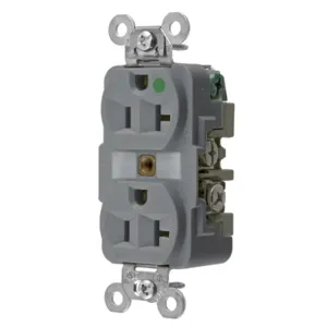 HUBBELL WIRING DEVICE-KELLEMS HBL8300GY Receptacle, Duplex, 2-Pole, 3-Wire Grounding, 20A, 125V, Gray | AE7LFC 5Z826