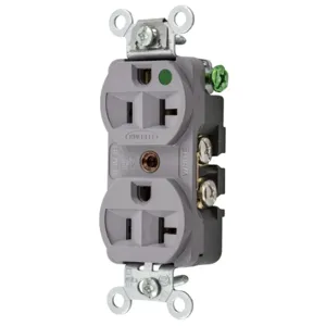 HUBBELL WIRING DEVICE-KELLEMS HBL8300HG Receptacle, Duplex, 2-Pole, 3-Wire Grounding, 20A, 125V, Gray | AD7APH 4D057