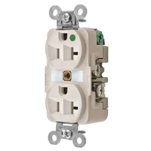 HUBBELL WIRING DEVICE-KELLEMS HBL8300LA Receptacle, Duplex, 2-Pole, 3-Wire Grounding, 20A, 125V, Light Almond | BD2NGT