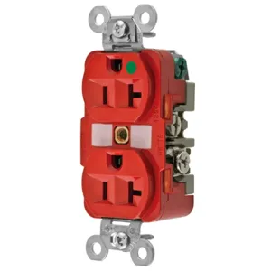 HUBBELL WIRING DEVICE-KELLEMS HBL8300RED Receptacle, Duplex, 2-Pole, 3-Wire Grounding, 20A, 125V, Red | AE7LFA 5Z824