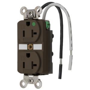 HUBBELL WIRING DEVICE-KELLEMS HBL8300SGA Receptacle, Duplex, 2-Pole, 3-Wire Grounding, 20A, 125V, Brown | AD6ZUT 4CV77