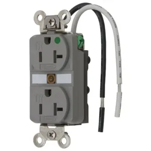 HUBBELL WIRING DEVICE-KELLEMS HBL8300SGGYA Receptacle, Duplex, 2-Pole, 3-Wire Grounding, 20A, 125V, Gray | AD6ZUU 4CV78