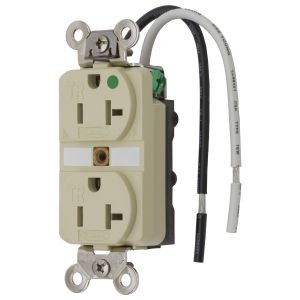 HUBBELL WIRING DEVICE-KELLEMS HBL8300SGIA Receptacle, Duplex, 2-Pole, 3-Wire Grounding, 20A, 125V, Ivory | AD6ZUV 4CV79