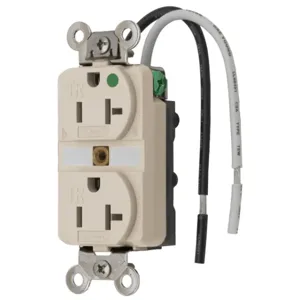 HUBBELL WIRING DEVICE-KELLEMS HBL8300SGLA Receptacle, Duplex, 2-Pole, 3-Wire Grounding, 20A, 125V, Light Almond | BD3PZV