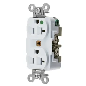 HUBBELL WIRING DEVICE-KELLEMS HBL8300W Receptacle, Duplex, 2-Pole, 3-Wire Grounding, 20A, 125V, White | AC8QFB 3D291