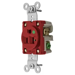 HUBBELL WIRING DEVICE-KELLEMS HBL8310R Receptacle, Single, 2-Pole, 3-Wire Grounding, 20A, 125V, Red | AC8QFD 3D293