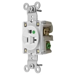 HUBBELL WIRING DEVICE-KELLEMS HBL8310W Receptacle, Single, 2-Pole, 3-Wire Grounding, 20A, 125V, White | AD7APL 4D065