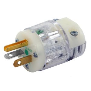 HUBBELL WIRING DEVICE-KELLEMS HBL8315CT Straight Blade Male Plug, 2-P 3-W Grounding, 20A 125V, 5-20P, Clear, 1 Pk | AE7ZJJ 6C629
