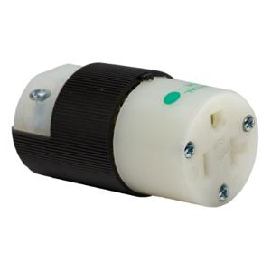 HUBBELL WIRING DEVICE-KELLEMS HBL8319C Female Connector, Straight, 20A 125V, 5-20R, Black And White, 1 Pk | AE7LGD 5Z873