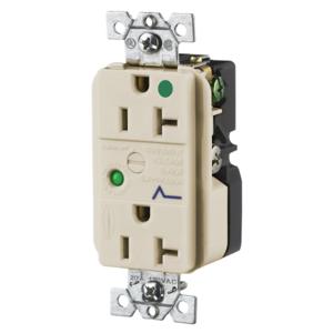 HUBBELL WIRING DEVICE-KELLEMS HBL8362ALSA Surge Suppression Receptacle, Duplex, 20A, 125V, 2-Pole, 3-Wire Grounding | BC9EZH