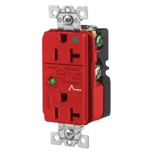 HUBBELL WIRING DEVICE-KELLEMS HBL8362RSA Surge Suppression Receptacle, Duplex, 20A, 125V, Red | AF7LFL 21VL12