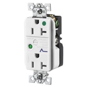 HUBBELL WIRING DEVICE-KELLEMS HBL8362WSA Surge Suppression Receptacle, Duplex, 20A, 125V, White | BC9RXC