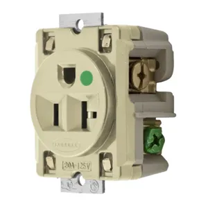 HUBBELL WIRING DEVICE-KELLEMS HBL8384I Receptacle, Single, 2-Pole, 3-Wire Grounding, 20A, 125V, Ivory, Panel Mounted | CE6RCJ