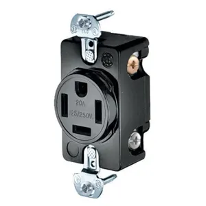 HUBBELL WIRING DEVICE-KELLEMS HBL8410 Straight Receptacle, 20A 125/250V, 14-20R, Black, 1 Pk | AE7ZJK 6C630