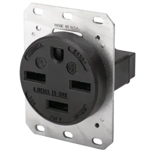 HUBBELL WIRING DEVICE-KELLEMS HBL8430A Straight Blade Receptacle, 3-P 4-W Grounding, 30A 3 Phase 250VAC, 15-30R, Black | AE7LGU 5Z889