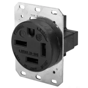 HUBBELL WIRING DEVICE-KELLEMS HBL8450A Straight Blade Receptacle, 3-P 4-W Grounding, 50A 3 Phase 250VAC, 15-50R, Black | AE7LGW 5Z891