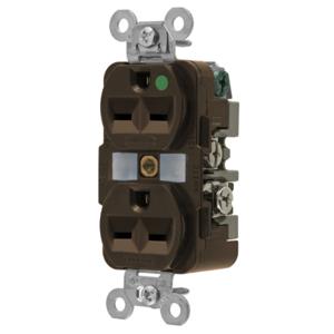 HUBBELL WIRING DEVICE-KELLEMS HBL8600 Receptacle, Duplex, 2-Pole, 3-Wire Grounding, 15A, 250V, Brown | BC9TXQ