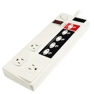 HUBBELL WIRING DEVICE-KELLEMS HBL8ESPS1050M Power Outlet Strip, 15A, 125V, 8 Oulet With Telephone/Fax, 150 Joules | CE6RDM