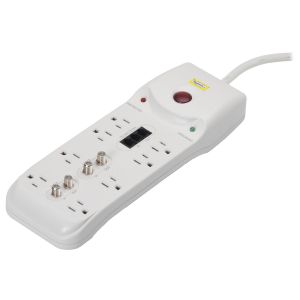 HUBBELL WIRING DEVICE-KELLEMS HBL8PS2100DA Power Outlet Strip, 15A, 125V, 8-Outlet With Telephone/Satellite, 2100 Joules | CE6RDN