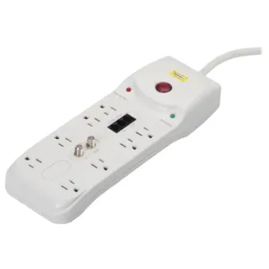 HUBBELL WIRING DEVICE-KELLEMS HBL8PS2100MA Power Outlet Strip, 15A, 125V, 8-Outlet With Telephone/Fax, 2100 Joules | CE6RDP