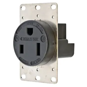 HUBBELL WIRING DEVICE-KELLEMS HBL9360 Straight Blade Receptacle, 2-P 3-W Grounding, 50A 125V, 5-50R, Black, 1 Pk | AE7LHB 5Z896