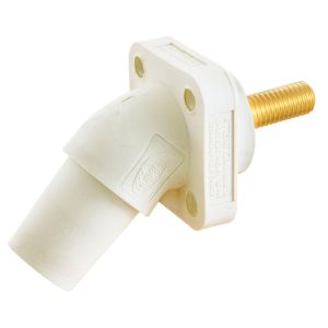 HUBBELL WIRING DEVICE-KELLEMS HBLFRASW Single Pole Connector, Angle, Thread End, 300 - 400 A, White | BD4CZY