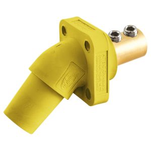 HUBBELL WIRING DEVICE-KELLEMS HBLFRAY Single Pole Connector, Angle, Double Set Screw End, 300 - 400A, Yellow | BD4FMF