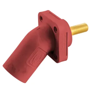 HUBBELL WIRING DEVICE-KELLEMS HBLMRASR Single Pole Connector, Angle, Thread End, 300 - 400 A, Red | BD3ZZG