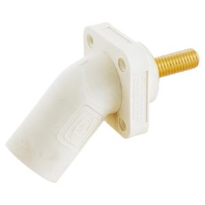 HUBBELL WIRING DEVICE-KELLEMS HBLMRASW Single Pole Connector, Angle, Thread End, 300 - 400 A, White | BD3VFP