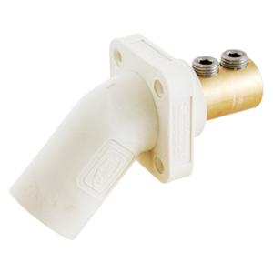 HUBBELL WIRING DEVICE-KELLEMS HBLMRAW Single Pole Connector, Angle, Double Set Screw End, 300 - 400 A, White | BD4BWJ