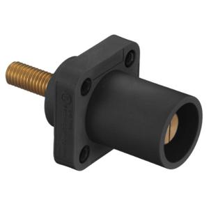 HUBBELL WIRING DEVICE-KELLEMS HBLMRSBK Single Pole Connector, Single Conductor, Thread End, Male, 300 - 400 A, Black | AC3XBA 2XB69