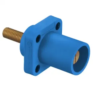 HUBBELL WIRING DEVICE-KELLEMS HBLMRSBL Single Pole Connector, Single Conductor, Thread End, Male, 300 - 400 A, Blue | AC3XBB 2XB70