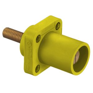 HUBBELL WIRING DEVICE-KELLEMS HBLMRSCY Single Pole Connector, Male, Single Conductor, Stud End, 300 - 400 A, Yellow | CE6UEJ