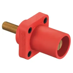 HUBBELL WIRING DEVICE-KELLEMS HBLMRSR Single Pole Connector, Single Conductor, Thread End, Male, 300 - 400 A, Red | AC3XBD 2XB72