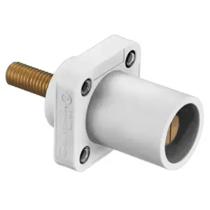 HUBBELL WIRING DEVICE-KELLEMS HBLMRSW Single Pole Connector, Single Conductor, Thread End, Male, 300 - 400 A, White | AC3XBE 2XB73