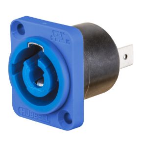 HUBBELL WIRING DEVICE-KELLEMS HBLPMIBL Connector, 25 Amp, Panel Mount, Blue | BD3QGZ
