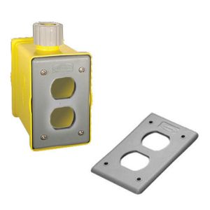 HUBBELL WIRING DEVICE-KELLEMS HBLPOB1D Portable Outlet Box, 1-Gang, Front And Back, Yellow, Non-Metallic | AA9JGV 1DJL3