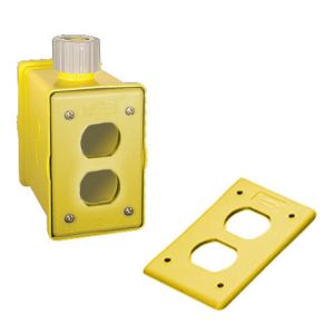 HUBBELL WIRING DEVICE-KELLEMS HBLPOB1DY Portable Outlet Box, 1-Gang, Front And Back, Yellow, Non-Metallic | AF7LKG 21XL35