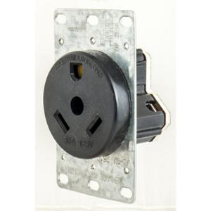 HUBBELL WIRING DEVICE-KELLEMS HBLTT30R Receptacle, Industrial, Single, Flush Mount, 30A, 125V AC, Black | BD3XAM 54DY13