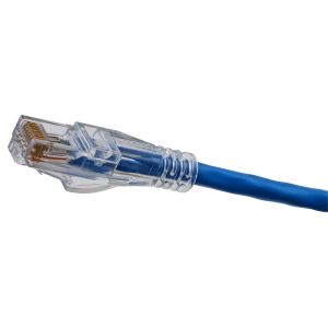 HUBBELL WIRING DEVICE-KELLEMS HC5EB01 Patch Cord, Cat5E, Slim, Blue, 1 Ft | CE6NZK