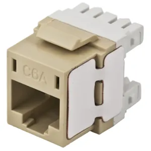 HUBBELL WIRING DEVICE-KELLEMS HJ6AEI Keystone Jack, Cat 6A, Universal, Electric Ivory | CE6NUF