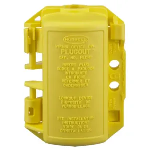 HUBBELL WIRING DEVICE-KELLEMS HLDMP Lockout Device For 15A And 20A Straight Blade Plug, Yellow | AC8QHG 3D384