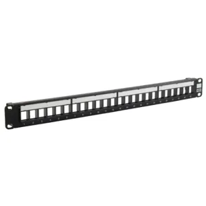 HUBBELL WIRING DEVICE-KELLEMS HPJ24 Patch Panel, Jack, Unloaded, 24 Port, 19 W X 1.75 Inch H | BD3NKL