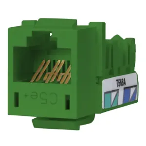 HUBBELL WIRING DEVICE-KELLEMS HXJ5EGN24 Telephone/Data Jack, Cat 5E, Green, 24 Pk | CE6NUQ